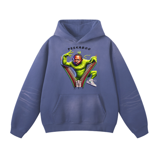 K Dot Holiday Streetwear Unisex Monkey Washed Dyed Fleece Hoodie