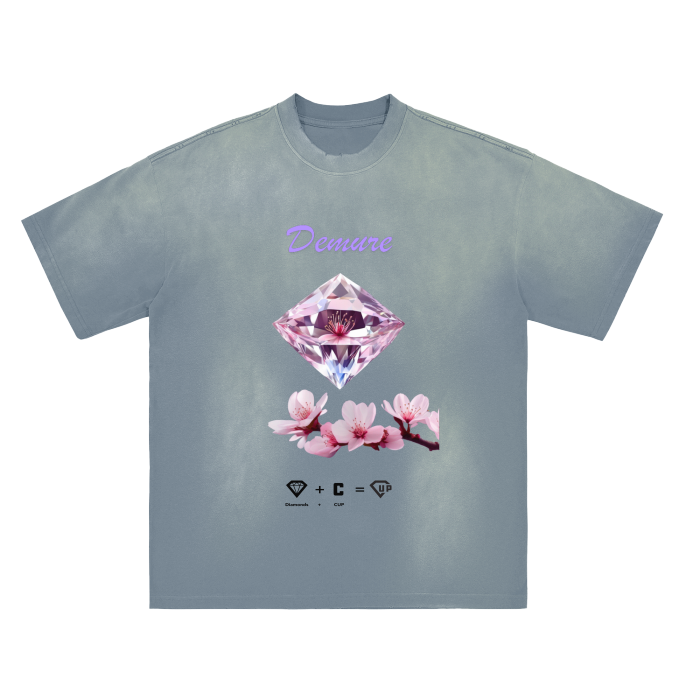 Demure Monkey Washed Distressed Drop Shoulder Crew Neck T-Shirt - 270 GSM