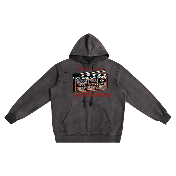 Bout That Action Heavyweight Pure Cotton Hand-Frayed Monkey Washed Hoodie