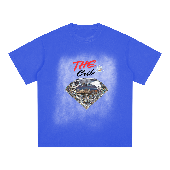 The Crib Louisiana Square Patch Monkey Washed Drop Shoulder T-Shirt - 250 GSM