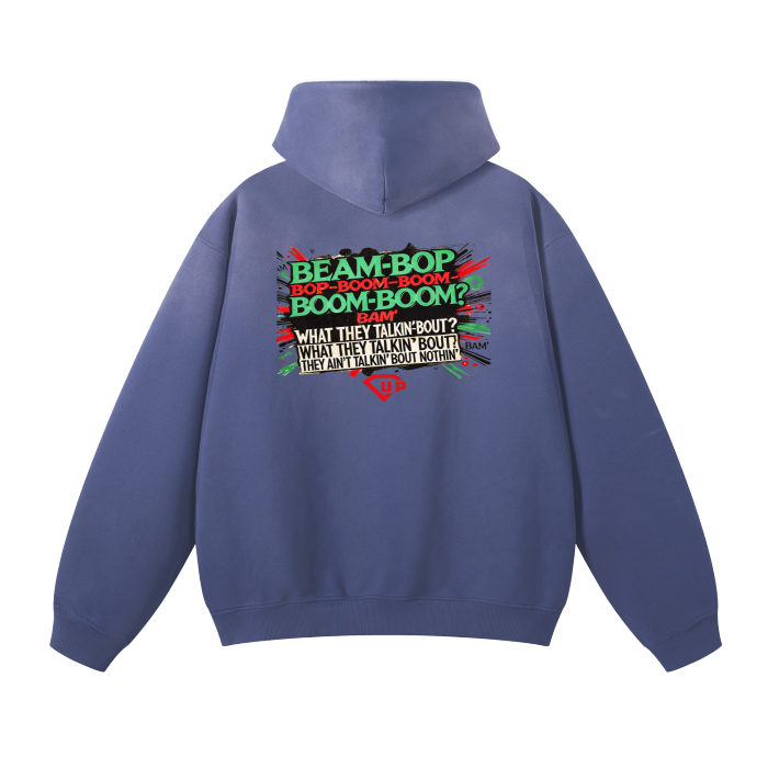 K Dot Holiday Streetwear Unisex Monkey Washed Dyed Fleece Hoodie