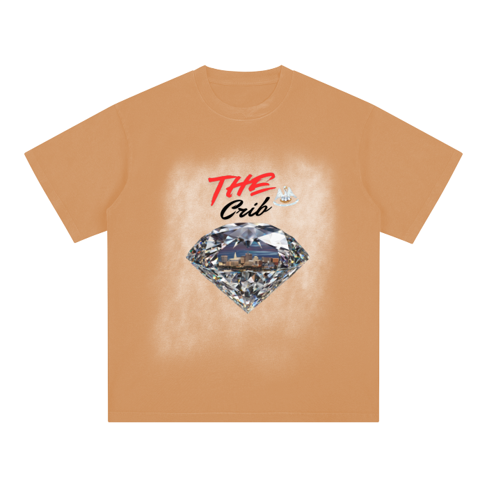 The Crib Louisiana Square Patch Monkey Washed Drop Shoulder T-Shirt - 250 GSM