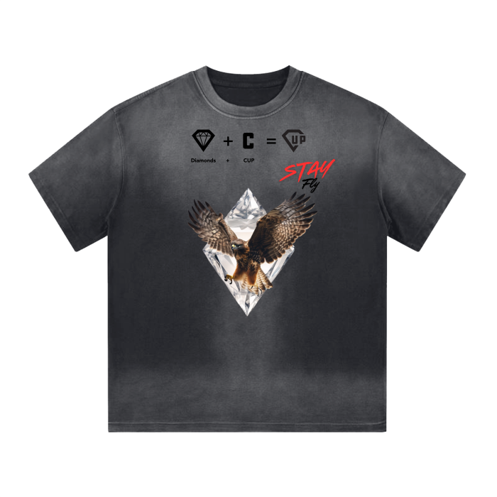 “I” Shaped Monkey Washed Drop Shoulder T-Shirt - 300 GSM