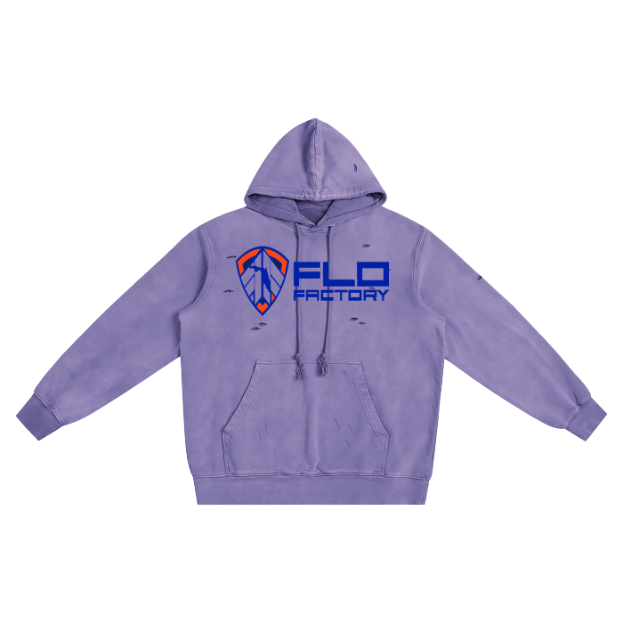 FLO Factory Heavyweight Pure Cotton Hand-Frayed Monkey Washed Hoodie