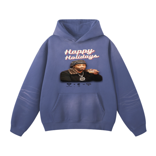 Katt Holiday Streetwear Unisex Monkey Washed Dyed Fleece Hoodie
