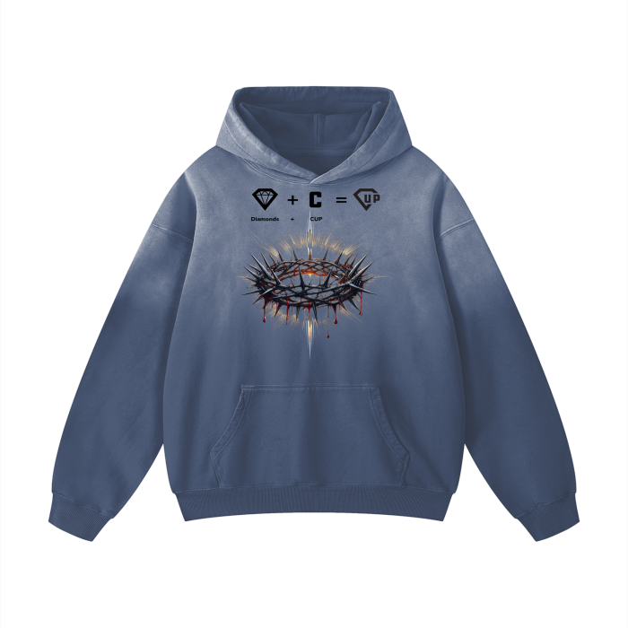 Crown Heavyweight Pure Cotton Handcrafted Monkey Wash Drop Shoulder Oversized Hoodie
