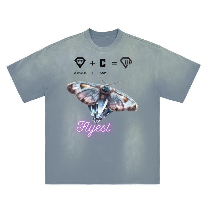 Flyest Monkey Washed Distressed Drop Shoulder Crew Neck T-Shirt - 270 GSM