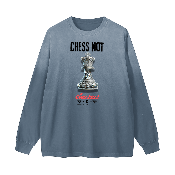 Chess Not Checkers Gradient Vintage Washed Long Sleeve Tee - 270 GSM