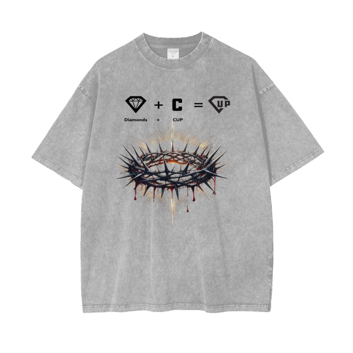 Crown Acid Wash Oversize T-Shirt - 250 GSM