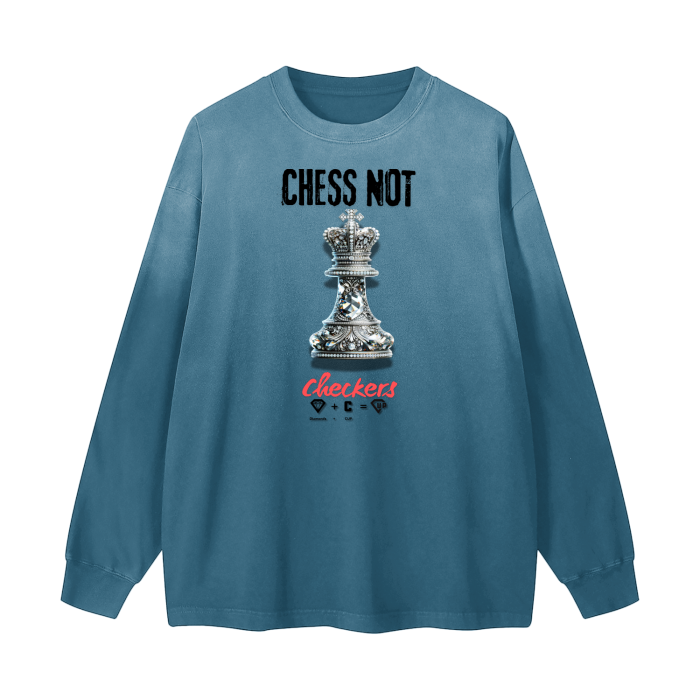 Chess Not Checkers Gradient Vintage Washed Long Sleeve Tee - 270 GSM