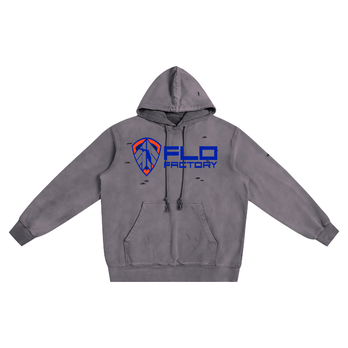 FLO Factory Heavyweight Pure Cotton Hand-Frayed Monkey Washed Hoodie