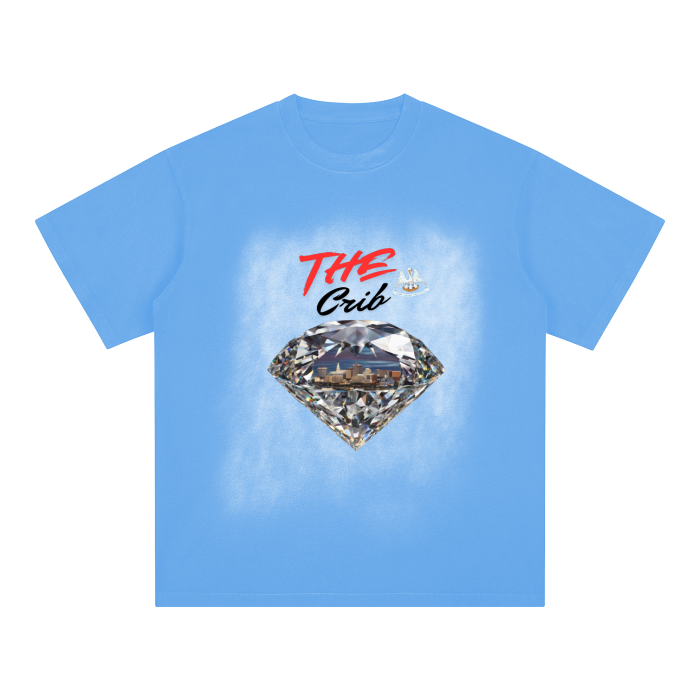 The Crib Louisiana Square Patch Monkey Washed Drop Shoulder T-Shirt - 250 GSM