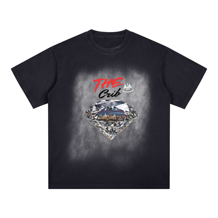 The Crib Louisiana Square Patch Monkey Washed Drop Shoulder T-Shirt - 250 GSM