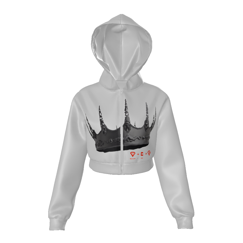 Crown All-Over Print Women's Zip Up Crop Hoodie