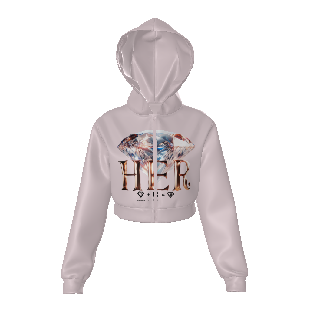 HER All-Over Print Women's Zip Up Crop Hoodie