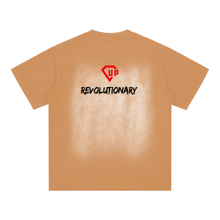 Square Patch Monkey Washed Drop Shoulder T-Shirt - 250 GSM