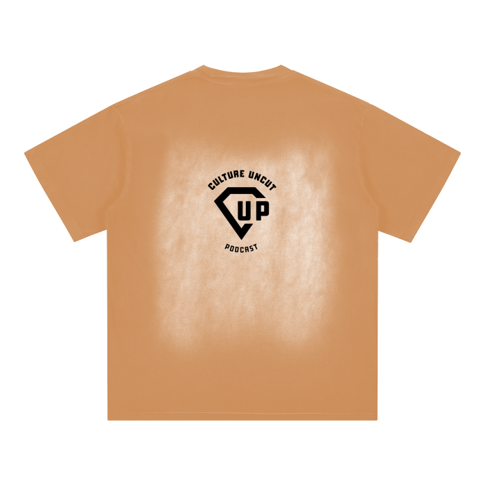 By Any Means Square Patch Monkey Washed Drop Shoulder T-Shirt - 250 GSM