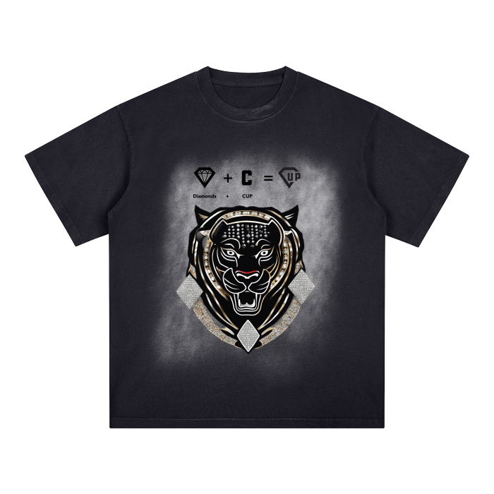 Square Patch Monkey Washed Drop Shoulder T-Shirt - 250 GSM