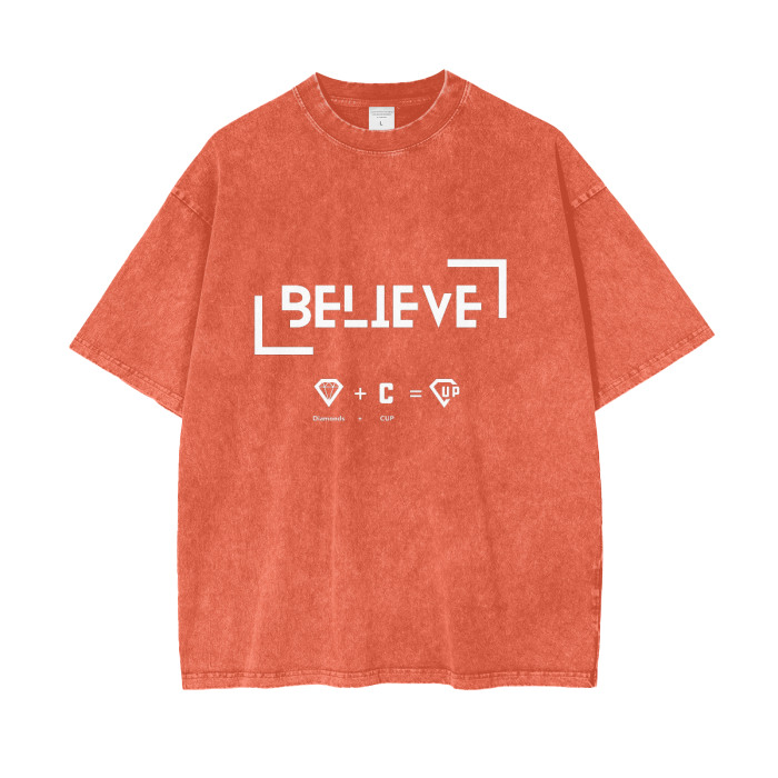 “Believe” Acid Wash Oversize T-Shirt