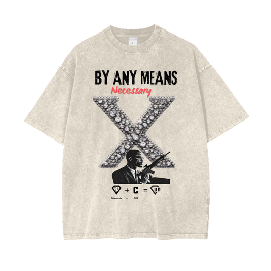 By Any Means Necessary Acid Wash Oversize T-Shirt - 250 GSM