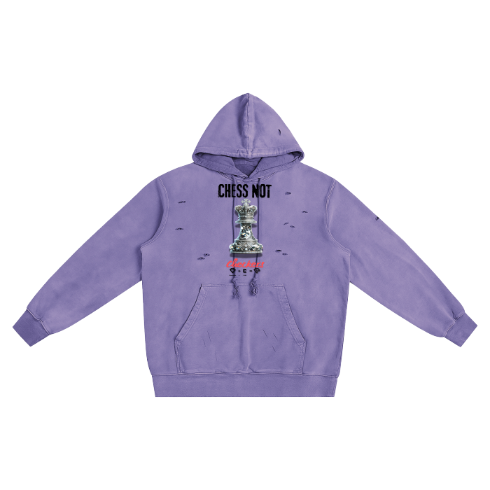 Chess Not Checkers Heavyweight Pure Cotton Hand-Frayed Monkey Washed Hoodie