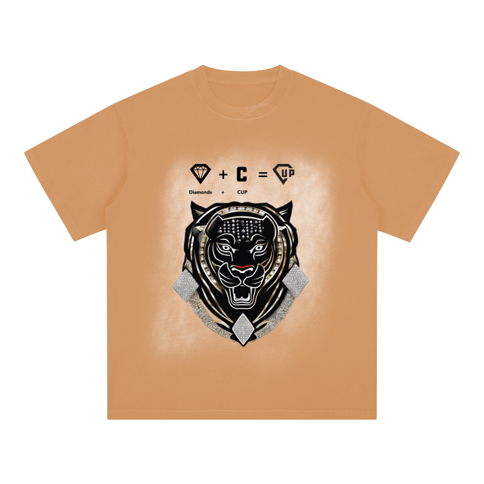 Square Patch Monkey Washed Drop Shoulder T-Shirt - 250 GSM