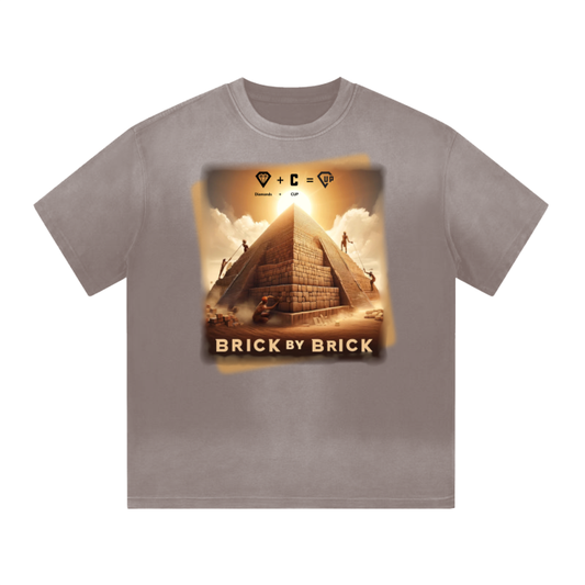 Brick x Brick “I” Shaped Monkey Washed Drop Shoulder T-Shirt - 300 GSM