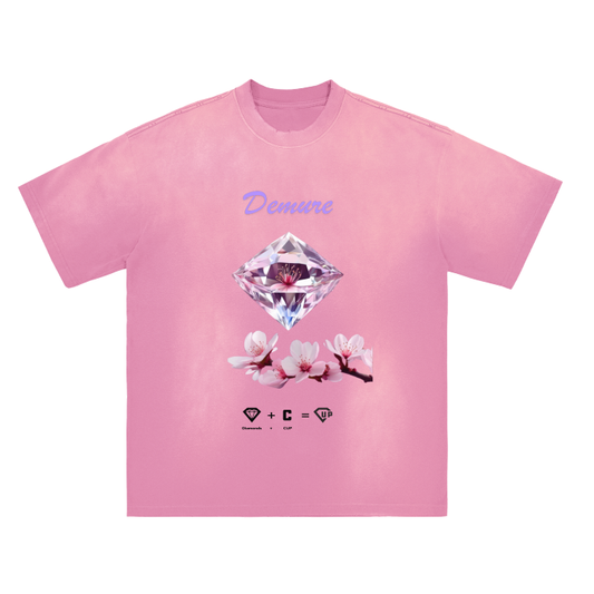 Demure Monkey Washed Distressed Drop Shoulder Crew Neck T-Shirt - 270 GSM