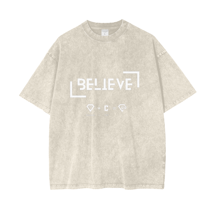 “Believe” Acid Wash Oversize T-Shirt