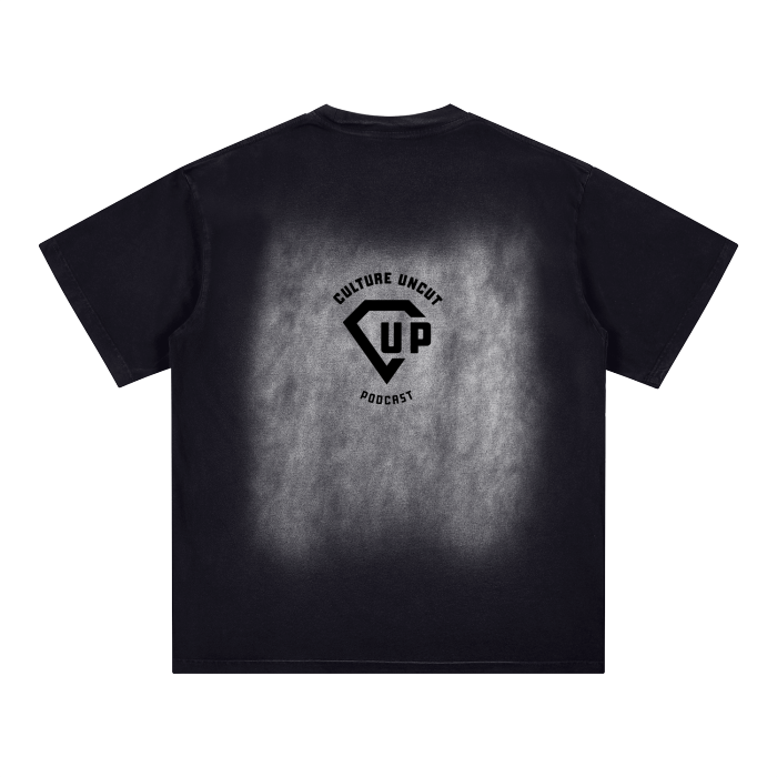By Any Means Square Patch Monkey Washed Drop Shoulder T-Shirt - 250 GSM