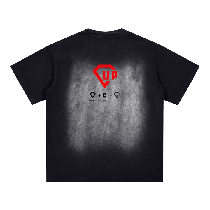 The Crib FL Square Patch Monkey Washed Drop Shoulder T-Shirt - 250 GSM